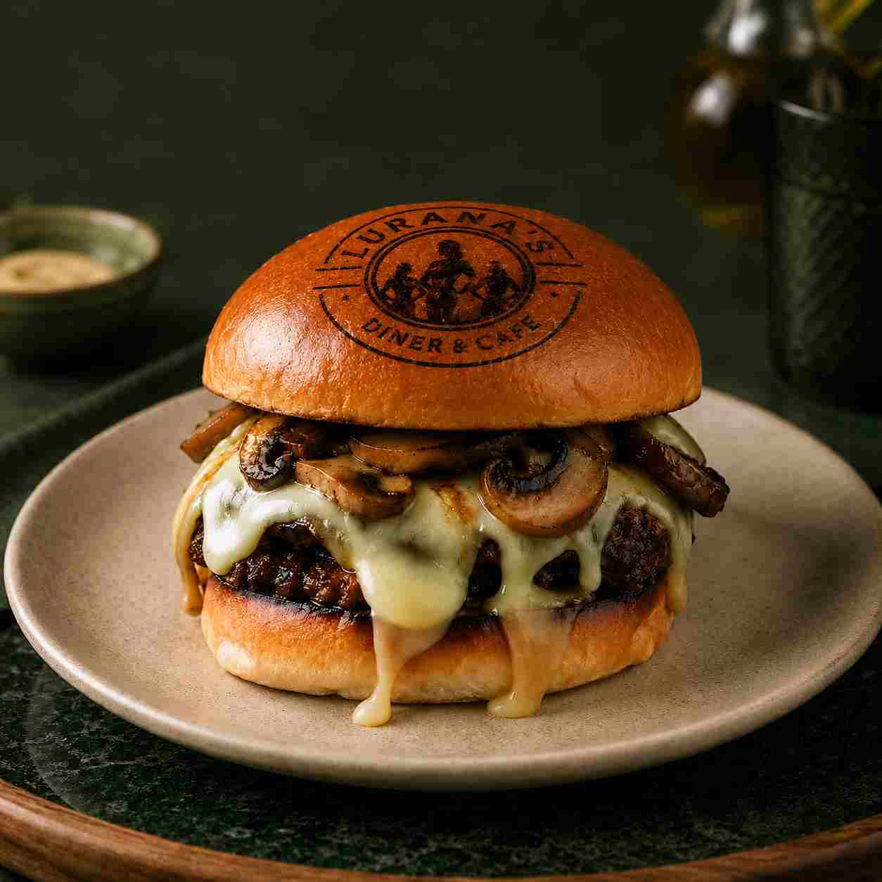 Mushroom Swiss Burger — BURGERS